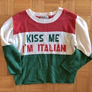 Wildfox Acrylic “Kiss me I’m Italian” sweater
